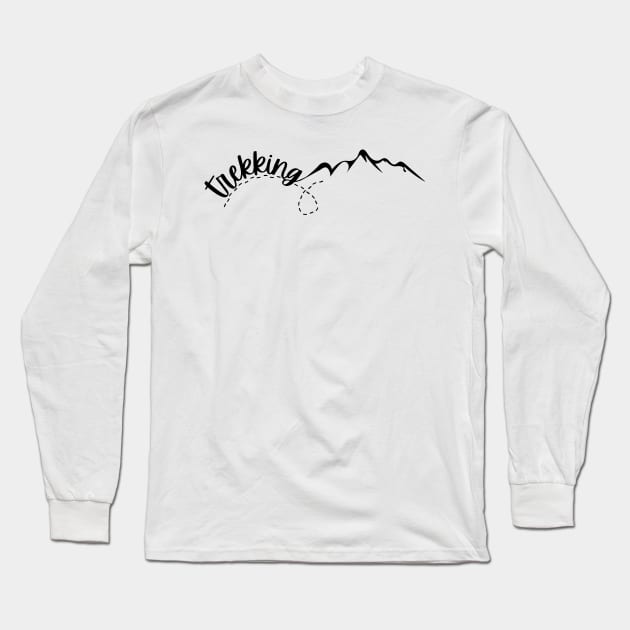 Trekking into the Mountains Long Sleeve T-Shirt by Vooble